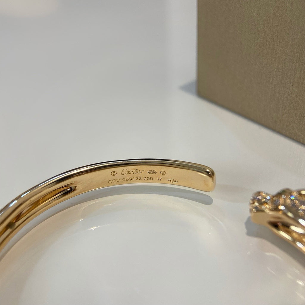 [⭐Veyra]PANTHERE HALF DIAMOND OPEN BRACELET