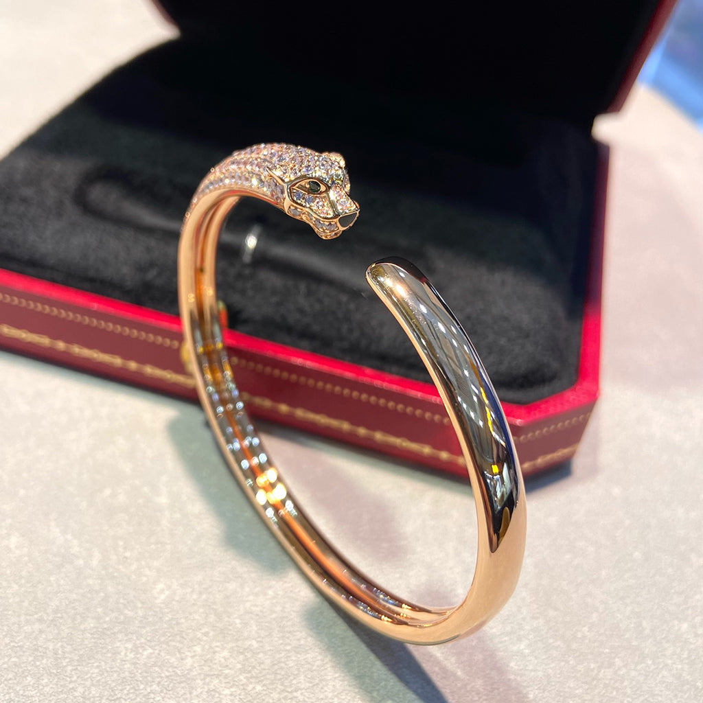 [⭐Veyra]PANTHERE HALF DIAMOND OPEN BRACELET