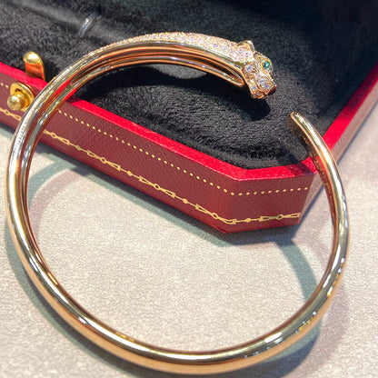 [⭐Veyra]PANTHERE HALF DIAMOND OPEN BRACELET