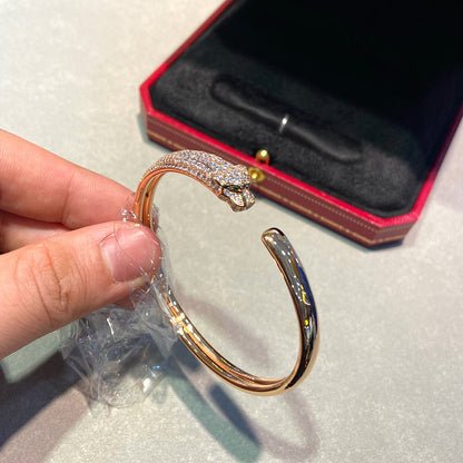 [⭐Veyra]PANTHERE HALF DIAMOND OPEN BRACELET