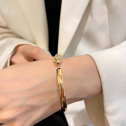 [⭐Veyra]PANTHERE HALF DIAMOND OPEN BRACELET
