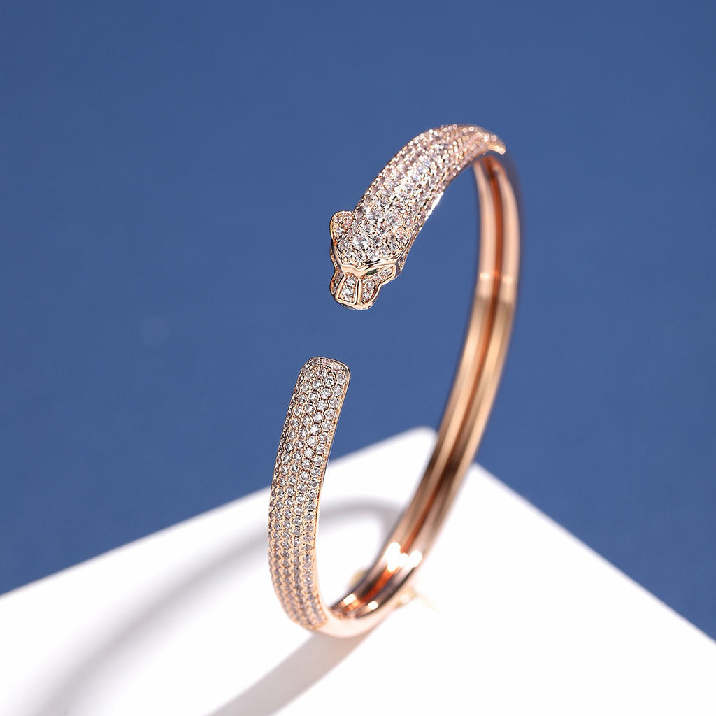 [⭐Veyra]PANTHERE FULL DIAMOND OPEN BRACELET