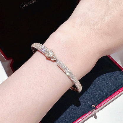 [⭐Veyra]PANTHERE FULL DIAMOND OPEN BRACELET
