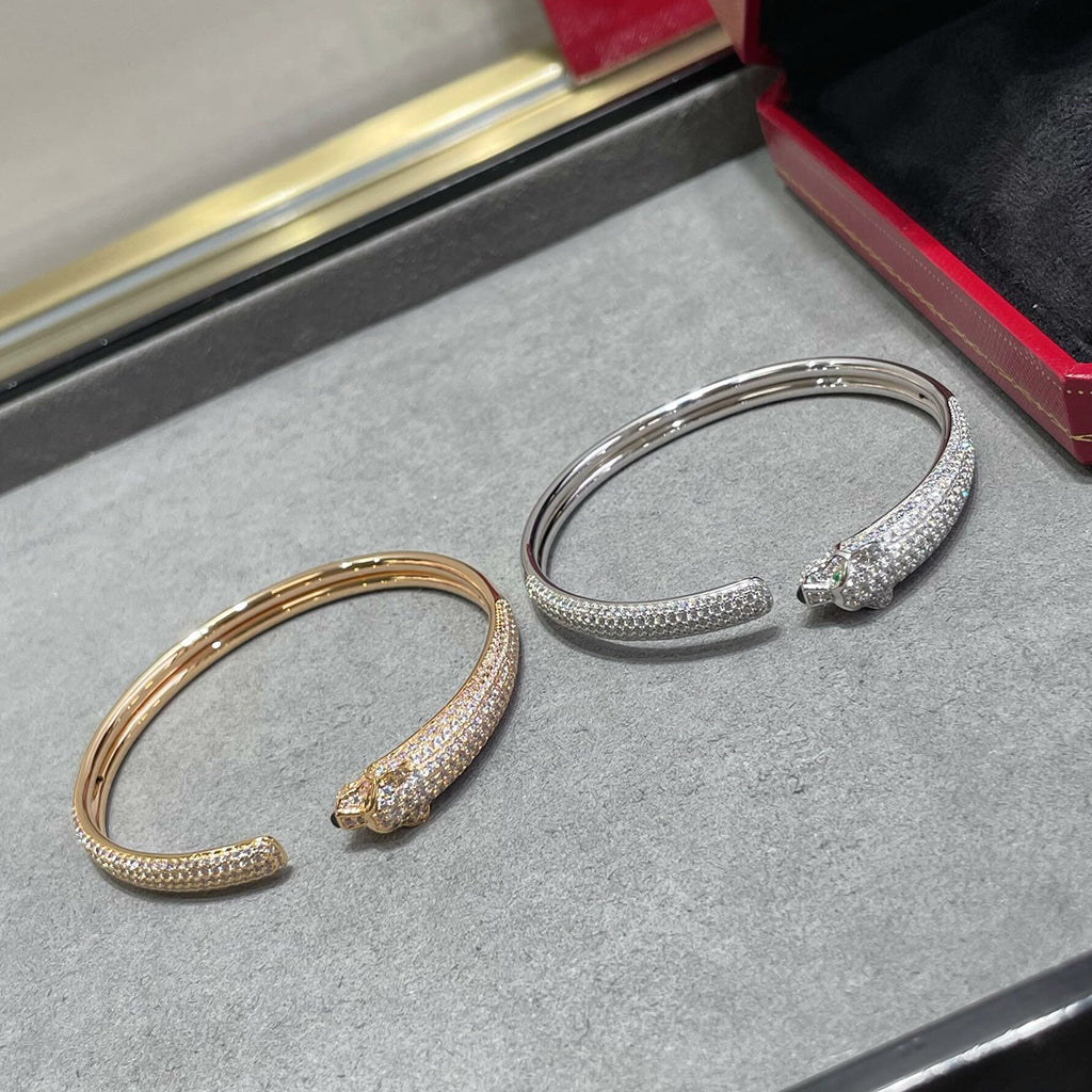 [⭐Veyra]PANTHERE FULL DIAMOND OPEN BRACELET