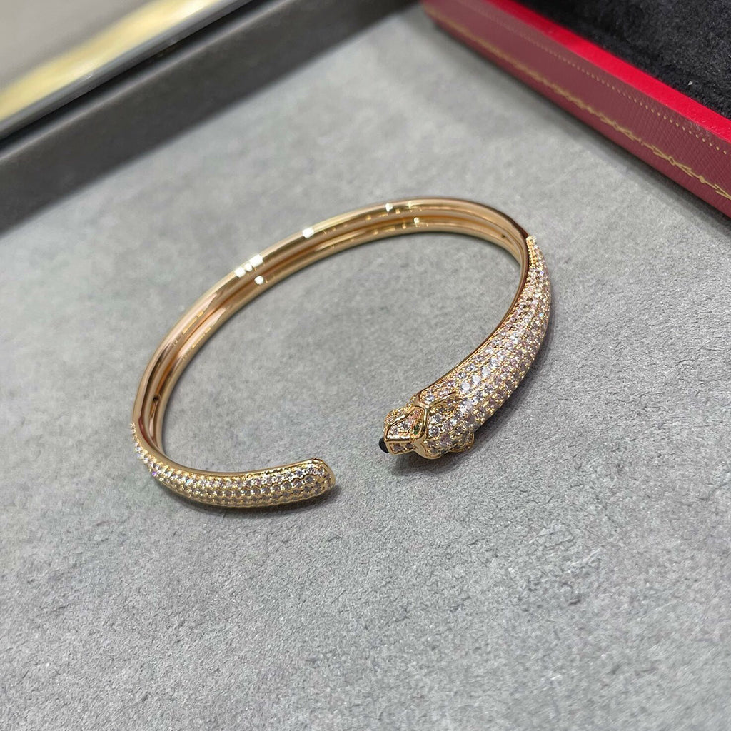 [⭐Veyra]PANTHERE FULL DIAMOND OPEN BRACELET