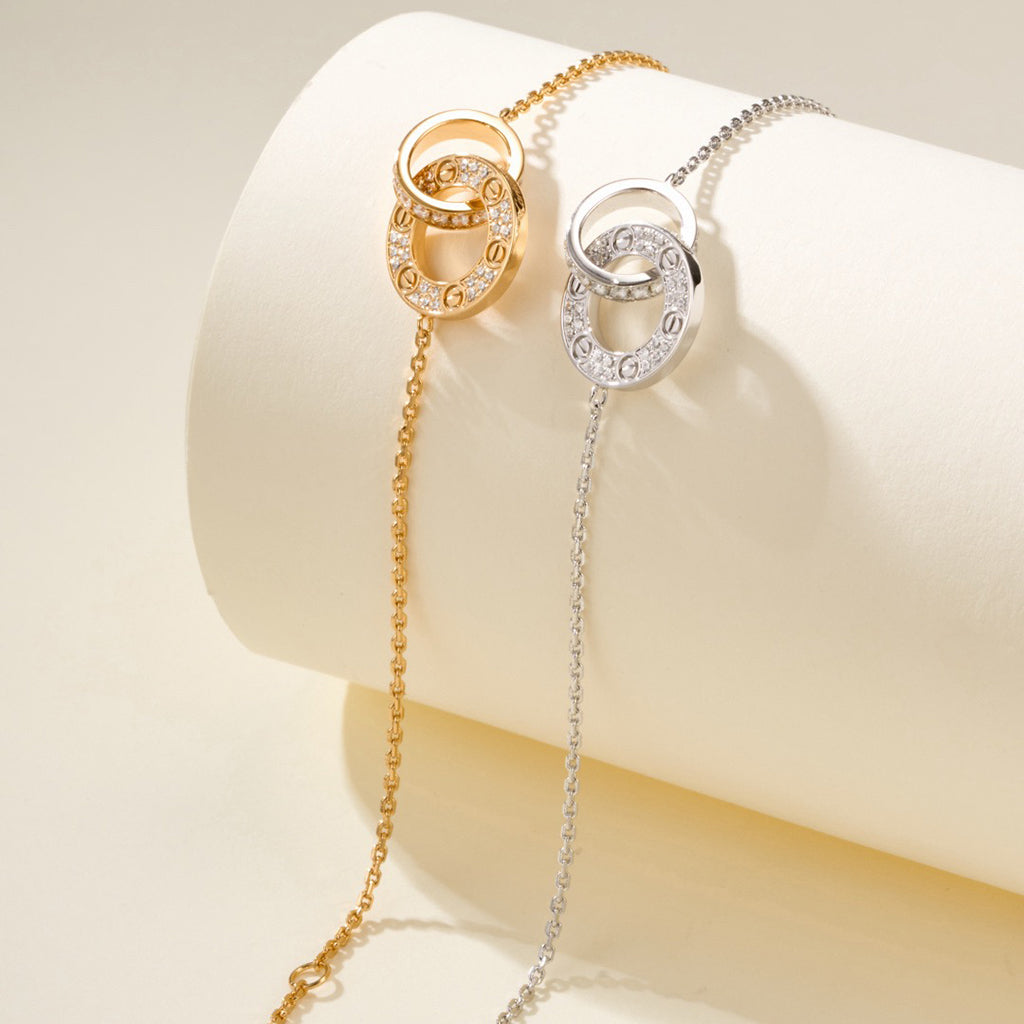 [⭐Veyra]LOVE DOUBLE RING FULL DIAMOND BRACELET