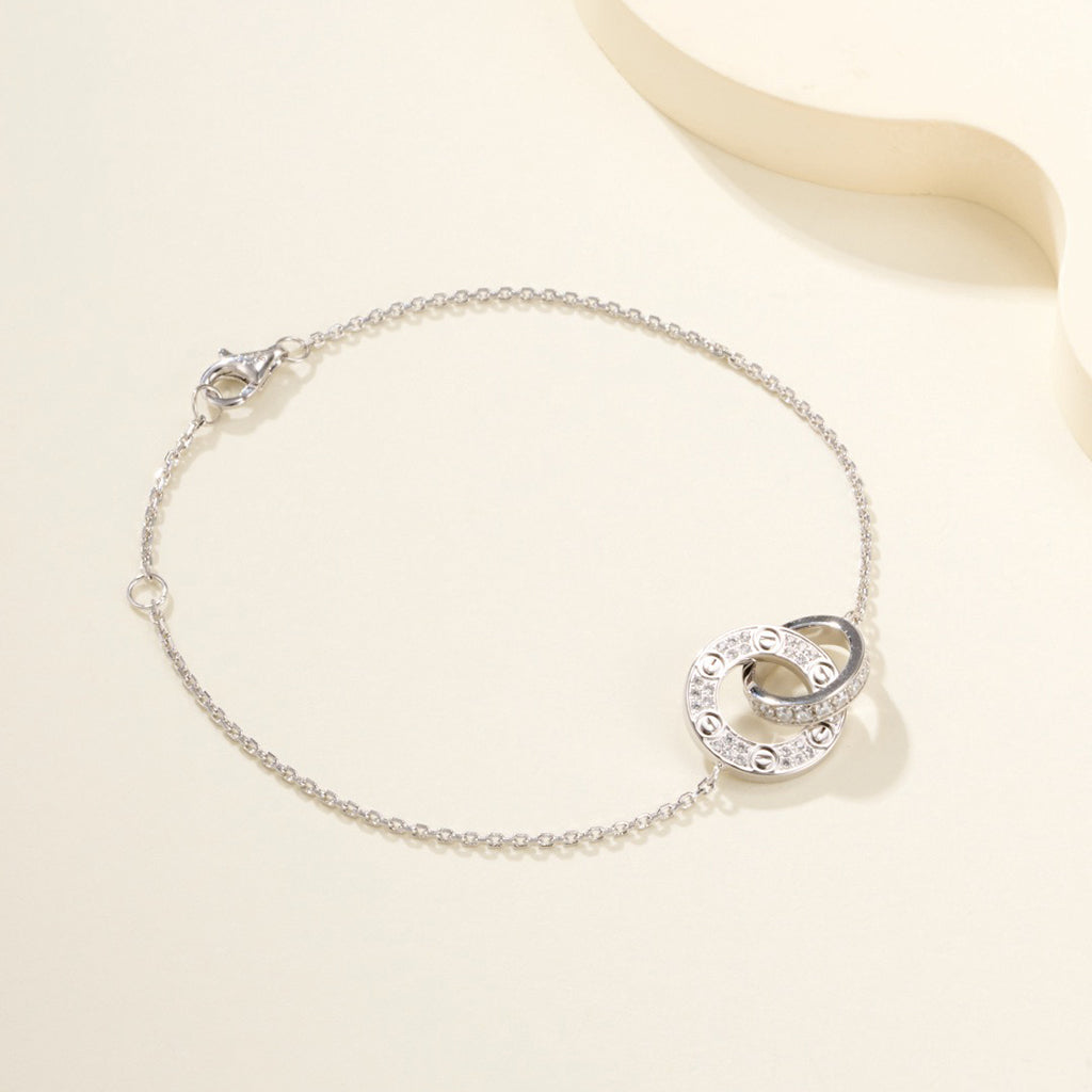 [⭐Veyra]LOVE DOUBLE RING FULL DIAMOND BRACELET