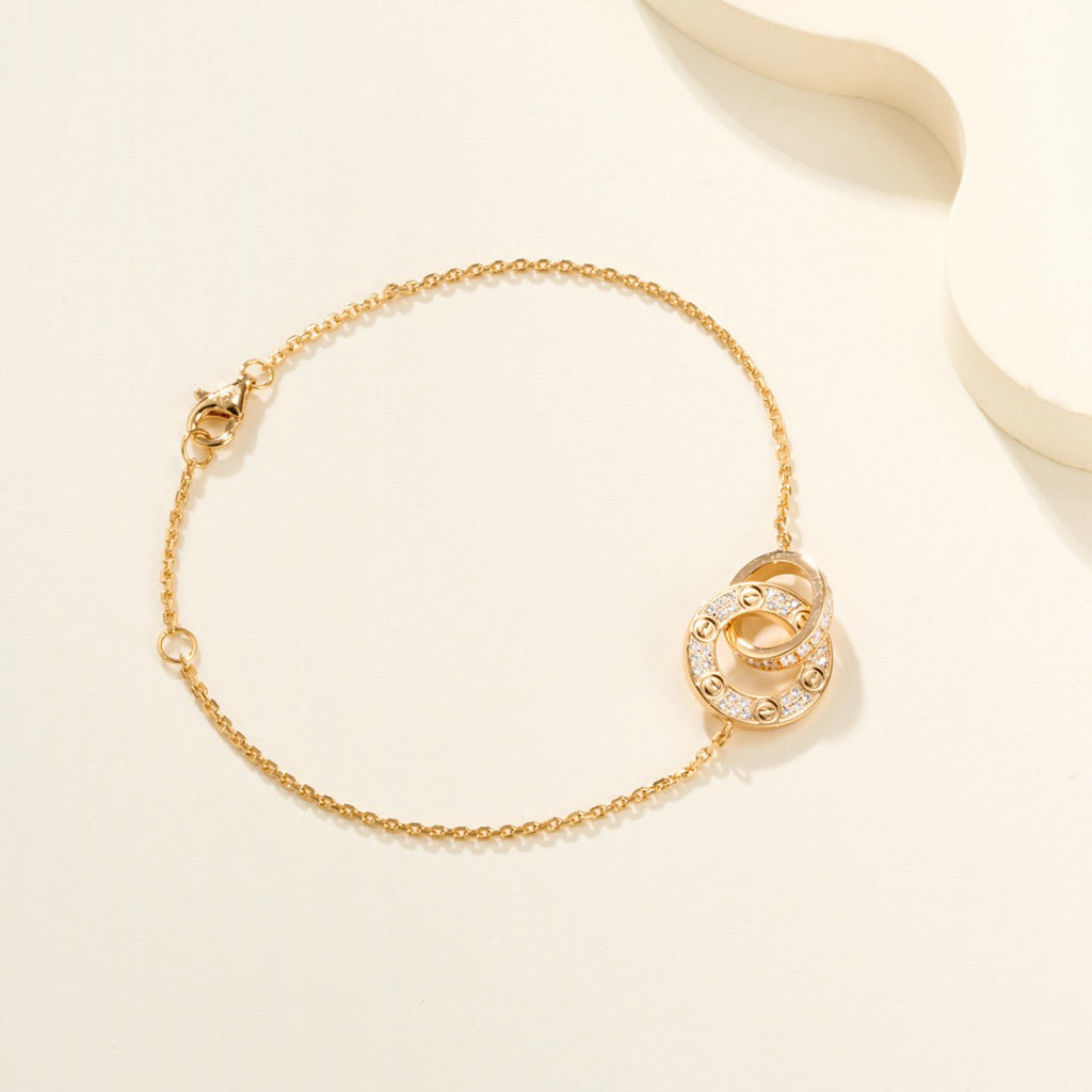[⭐Veyra]LOVE DOUBLE RING FULL DIAMOND BRACELET