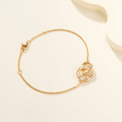 [⭐Veyra]LOVE DOUBLE RING FULL DIAMOND BRACELET