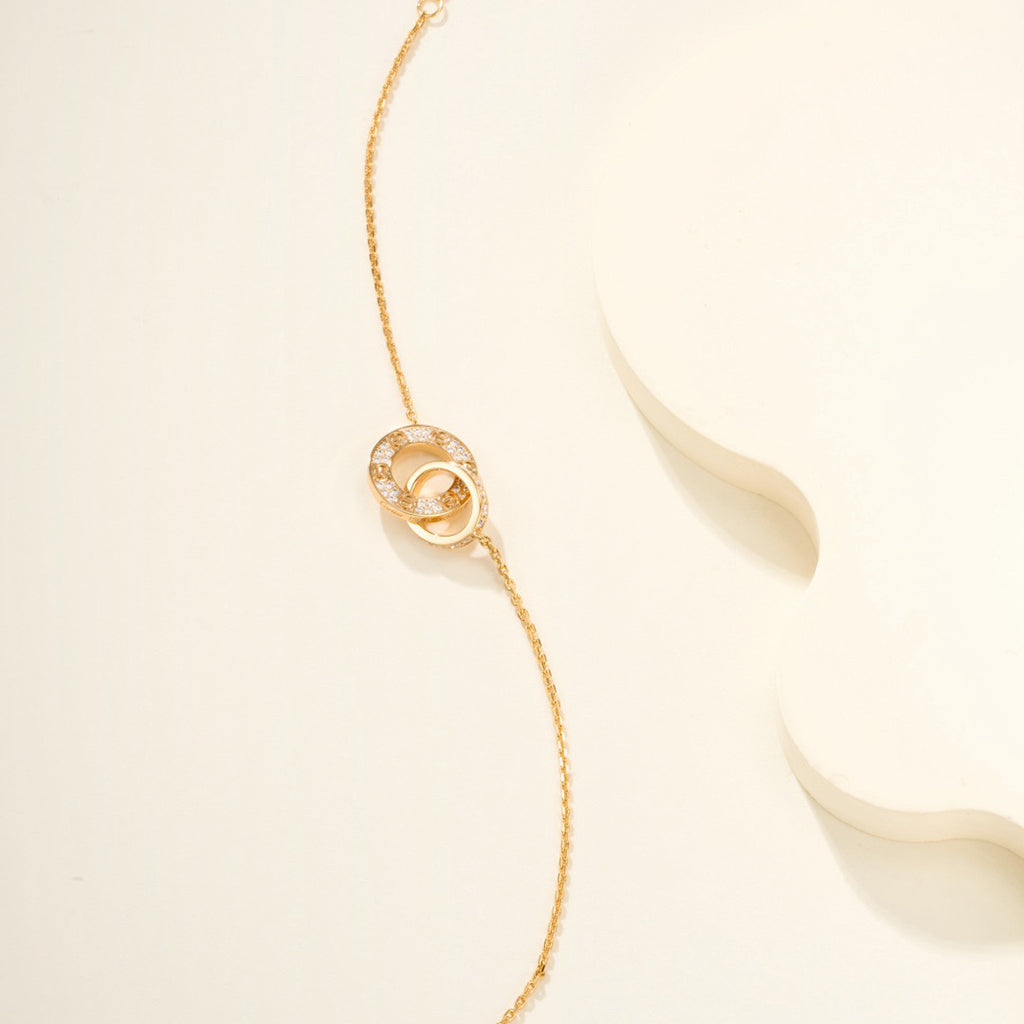 [⭐Veyra]LOVE DOUBLE RING FULL DIAMOND BRACELET