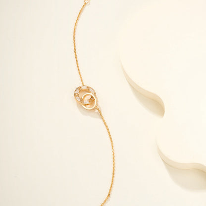 [⭐Veyra]LOVE DOUBLE RING FULL DIAMOND BRACELET