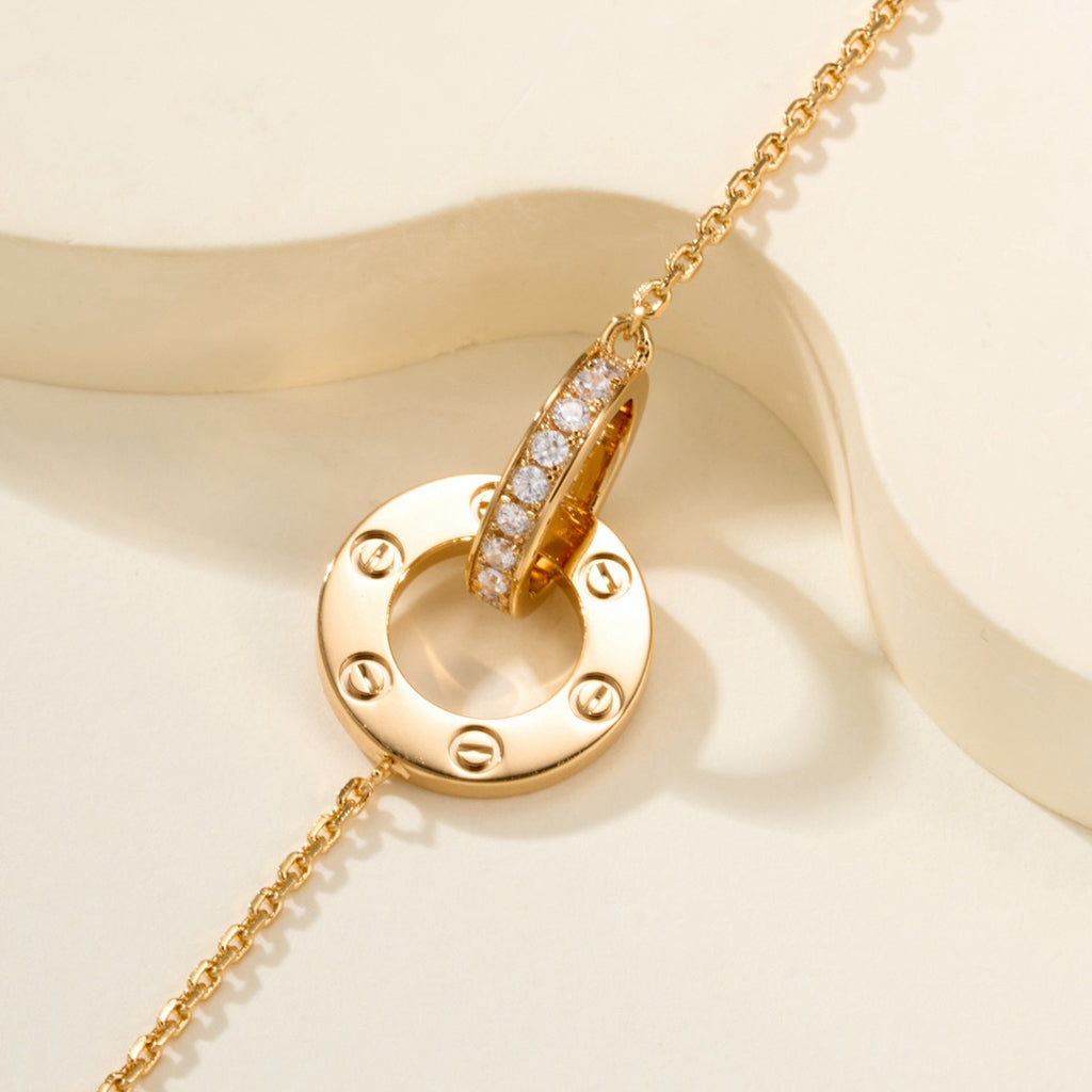 [⭐Veyra]LOVE DOUBLE RING FULL DIAMOND BRACELET