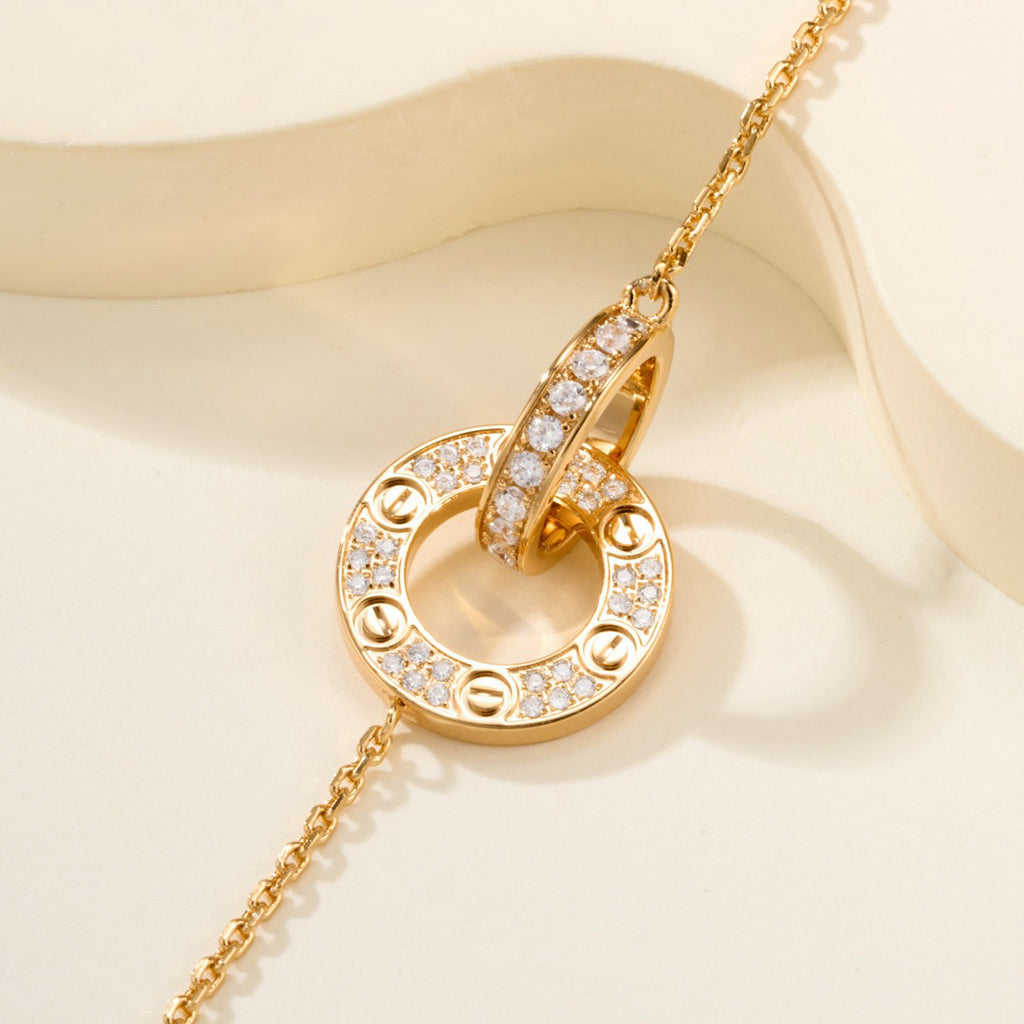 [⭐Veyra]LOVE DOUBLE RING FULL DIAMOND BRACELET