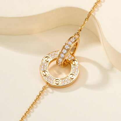[⭐Veyra]LOVE DOUBLE RING FULL DIAMOND BRACELET