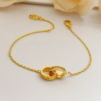 [⭐Veyra]LOVE DOUBLE RING HALF DIAMOND BRACELET