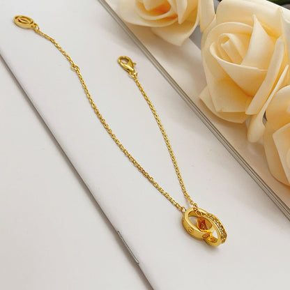 [⭐Veyra]LOVE DOUBLE RING HALF DIAMOND BRACELET
