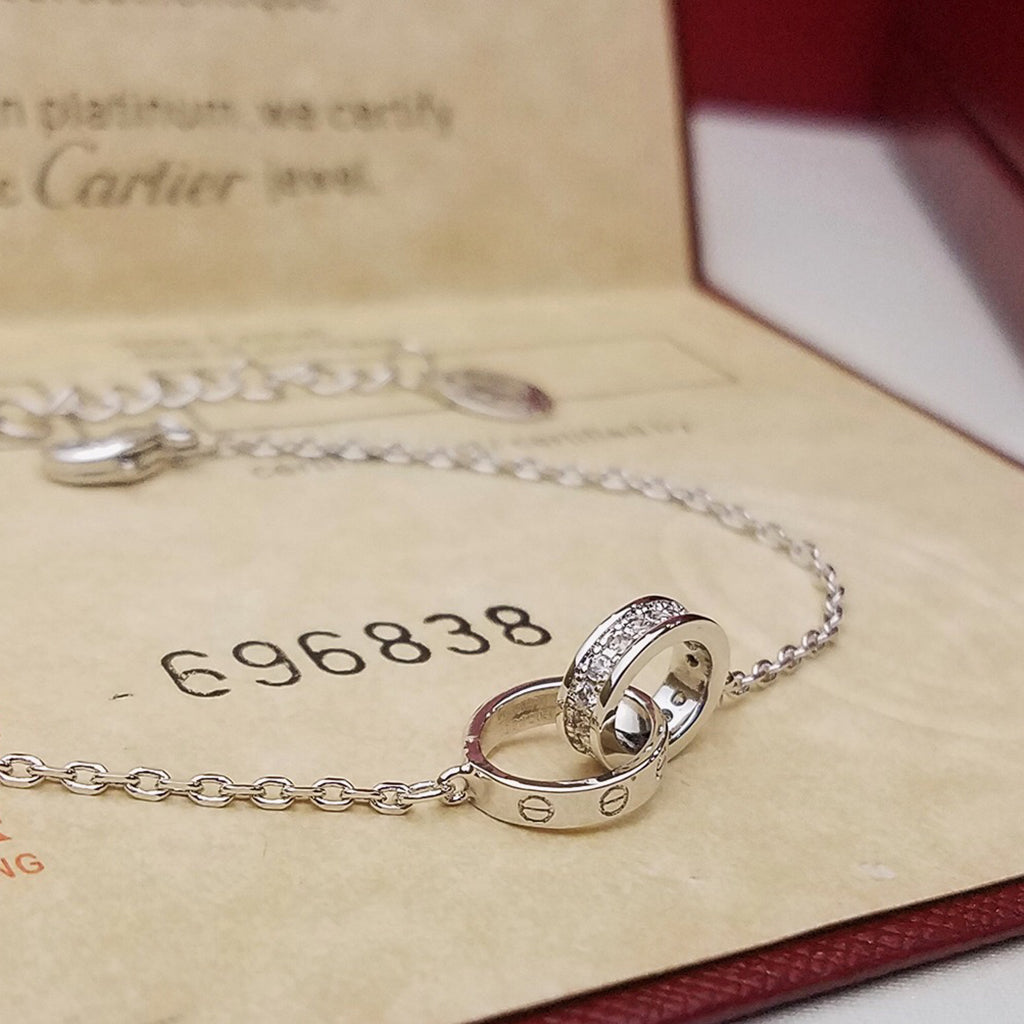 [⭐Veyra]LOVE DOUBLE RING HALF DIAMOND BRACELET