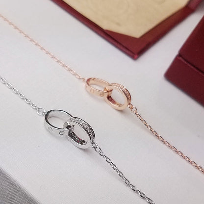 [⭐Veyra]LOVE DOUBLE RING HALF DIAMOND BRACELET