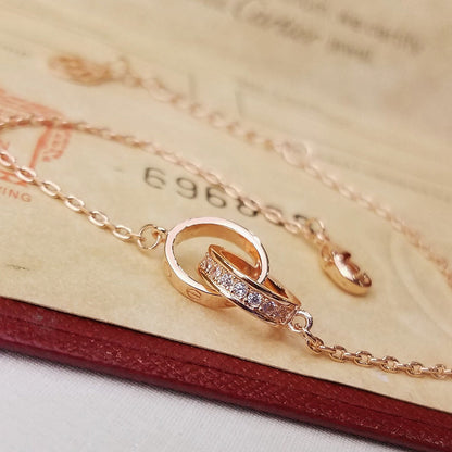 [⭐Veyra]LOVE DOUBLE RING HALF DIAMOND BRACELET
