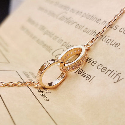 [⭐Veyra]LOVE DOUBLE RING HALF DIAMOND BRACELET