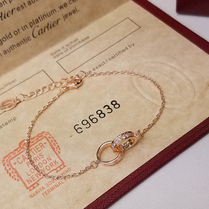 [⭐Veyra]LOVE DOUBLE RING HALF DIAMOND BRACELET
