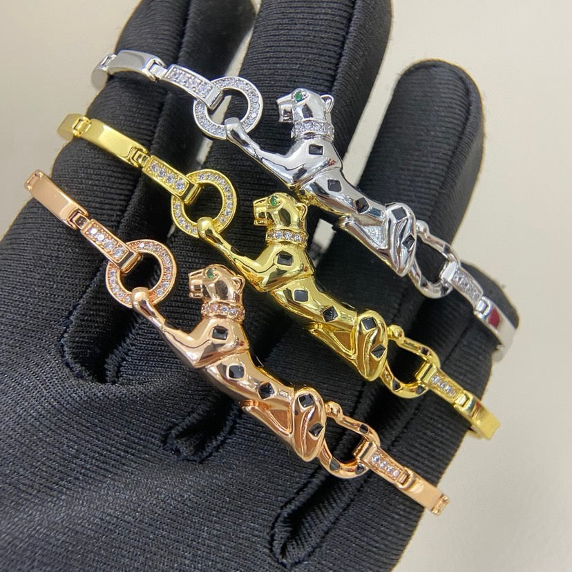 [⭐Veyra]PANTHERE HALF DIAMOND ON CHAIN BRACELET