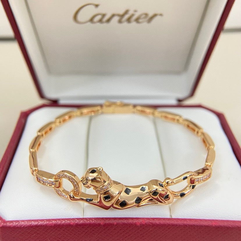 [⭐Veyra]PANTHERE HALF DIAMOND ON CHAIN BRACELET