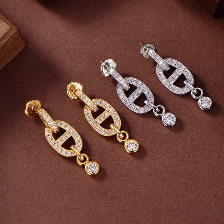 [⭐Veyra]HM CHAINE DIAMOND EARRINGS