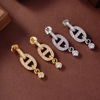 [⭐Veyra]HM CHAINE DIAMOND EARRINGS