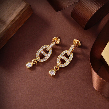[⭐Veyra]HM CHAINE DIAMOND EARRINGS