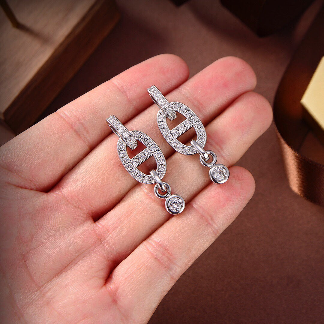 [⭐Veyra]HM CHAINE DIAMOND EARRINGS