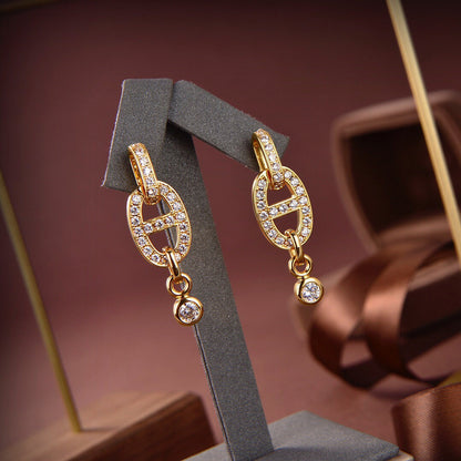 [⭐Veyra]HM CHAINE DIAMOND EARRINGS