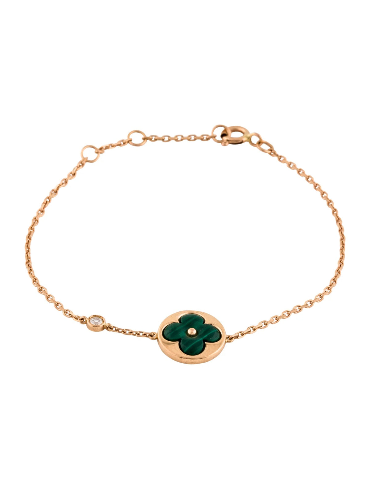 [⭐Veyra]SUN MALACHITE 1 DIAMOND PINK GOLD BRACELET