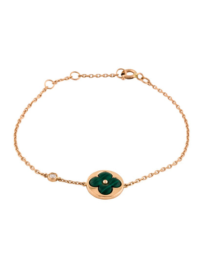 [⭐Veyra]SUN MALACHITE 1 DIAMOND PINK GOLD BRACELET