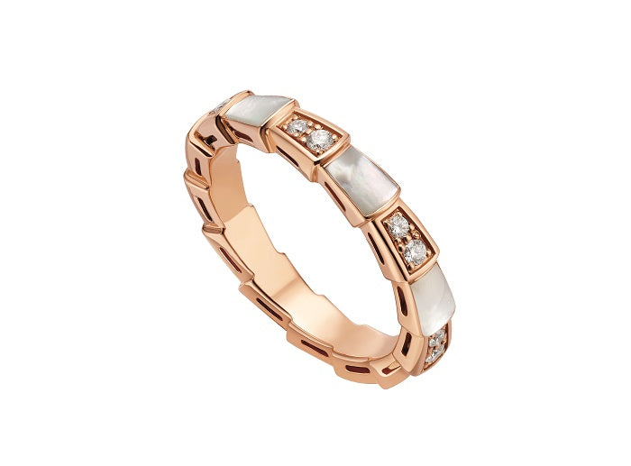 [⭐Veyra]SERPENTI RING PINK GOLD DIAMOND MOP 3MM