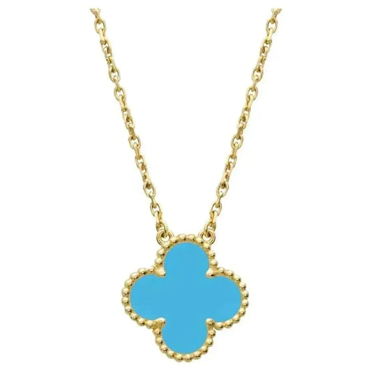 [⭐Veyra]CLOVER 15MM VINTAGE TURQUOISE NECKLACE