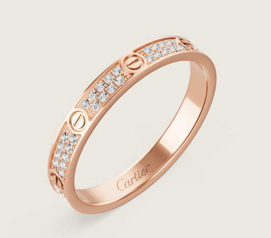 [⭐Veyra]LOVE RING 2.6mm-wide full-diamond ring Rose Gold