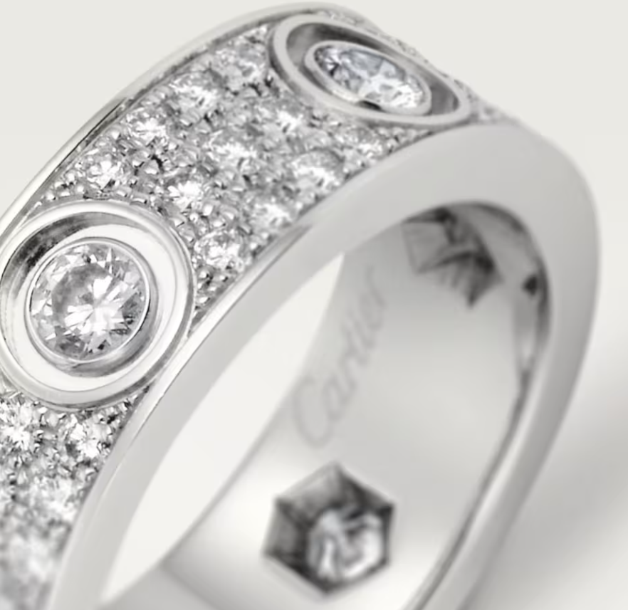 [⭐Veyra]LOVE RING 6.5MM Full Diamond, 6 Major Diamonds Silver