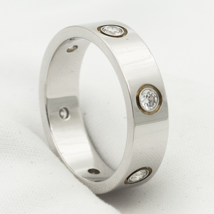 [⭐Veyra]LOVE RING 5.5MM 6 DIAMONDS SILVER