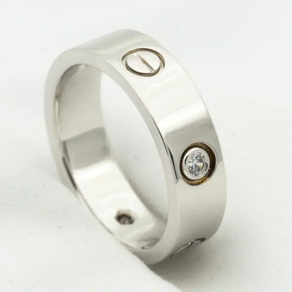 [⭐Veyra]LOVE RING 5.5MM 3 DIAMONDS SILVER