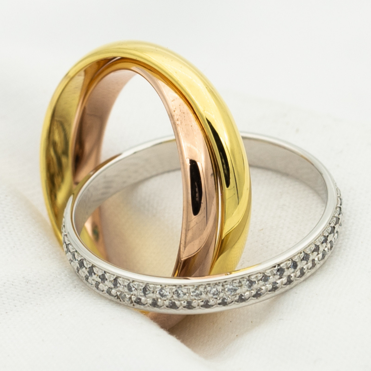 [⭐Veyra Jewelry]TRINITY RING GOLD PINK GOLD SILVER DIAMONDS