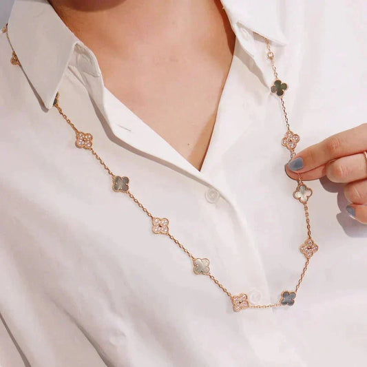 [⭐Veyra]CLOVER 20 MOTIFS DARK MOP DIAMOND  NECKLACE