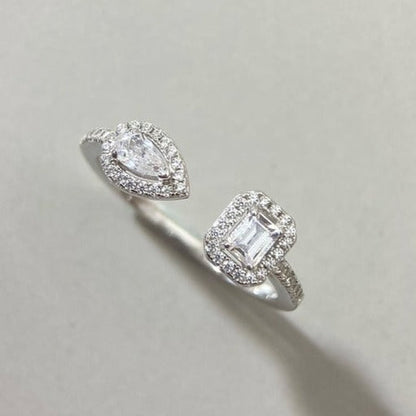[⭐Veyra]MY TWIN TOI & MOI SILVER DIAMOND RING