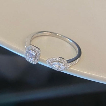 [⭐Veyra]MY TWIN TOI & MOI SILVER DIAMOND RING