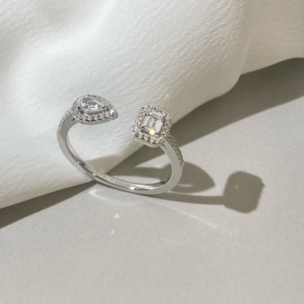 [⭐Veyra]MY TWIN TOI & MOI SILVER DIAMOND RING