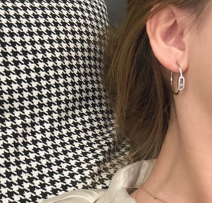 [⭐Veyra]CREOLES MOVE UNO PM DIAMOND EARRINGS