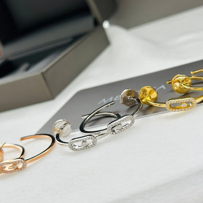 [⭐Veyra]CREOLES MOVE UNO PM DIAMOND EARRINGS