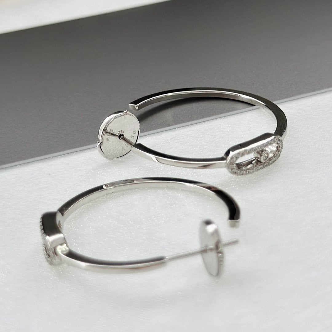 [⭐Veyra]CREOLES MOVE UNO PM DIAMOND EARRINGS