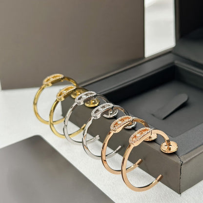 [⭐Veyra]CREOLES MOVE UNO PM DIAMOND EARRINGS