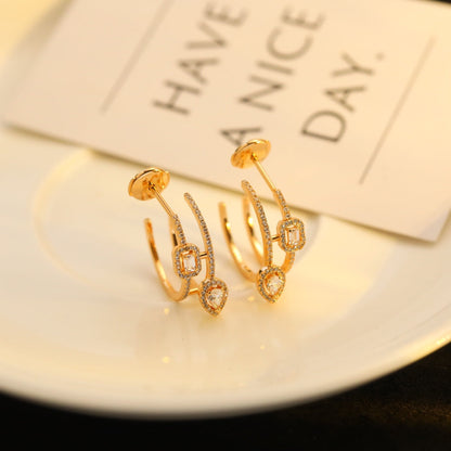 [⭐Veyra]CREOLES MY TWIN 2 RANGS SILVER DIAMOND EARRINGS